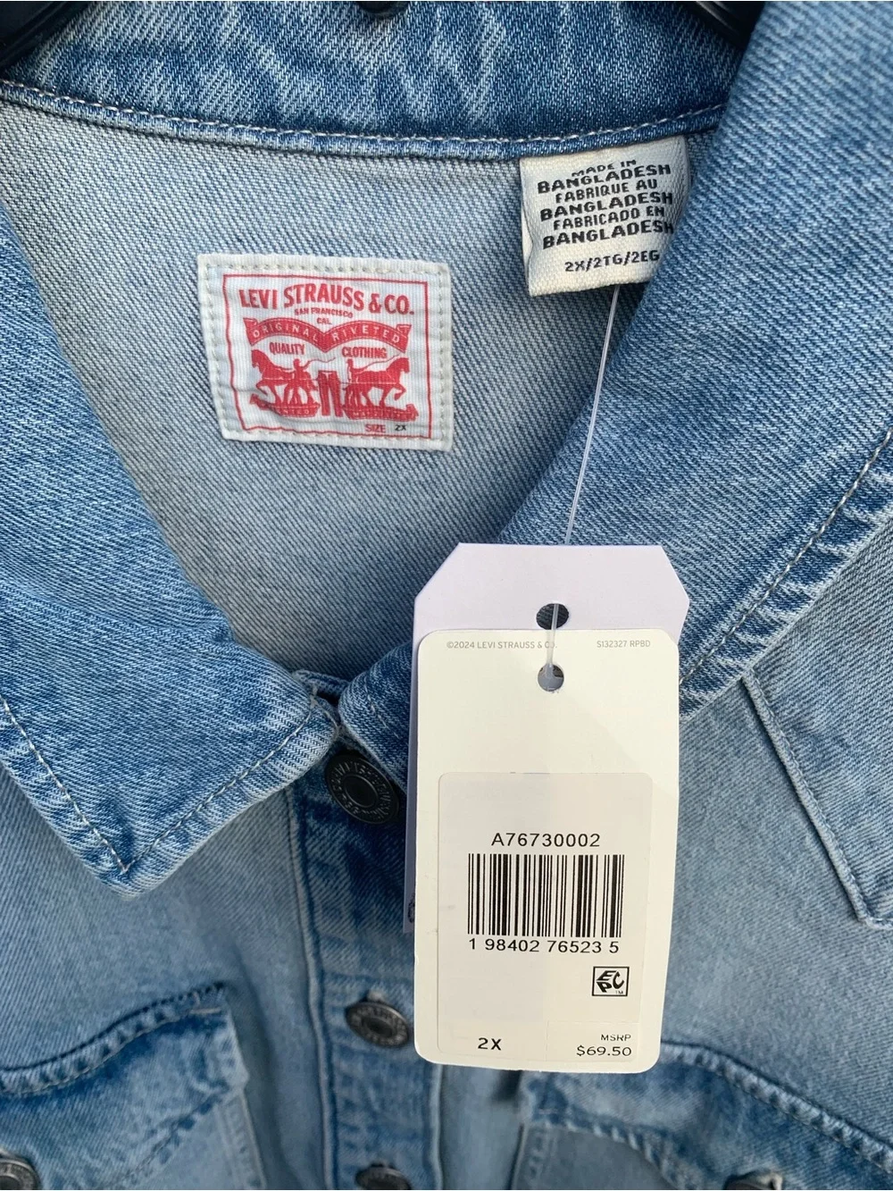 NWT women’s Levi's Light Blue Western Denim Button-Up long sleeve Dress - Picture 6 of 15